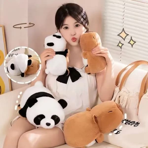 Maskotka Pluszowa Dwustronna 2IN1 Panda i Kapibara 20cm