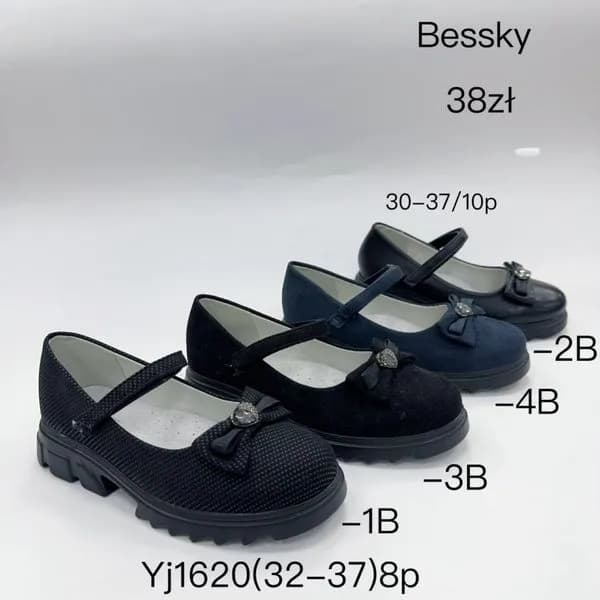 Półbuty Dziecięce Bessky Yj1620 Rozmiary 32-37 z Kokardką