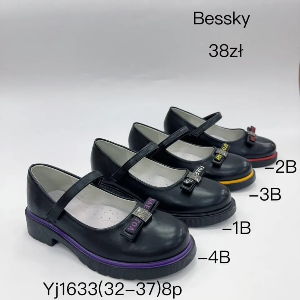 Półbuty dziecięce Bessky rozmiar 32-37 czarne z kokardką