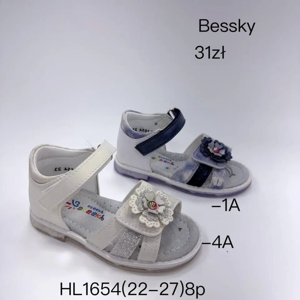SANDAŁY DZIECIĘCE Bessky HL1654, rozmiary 22-27, kwiaty i brokat