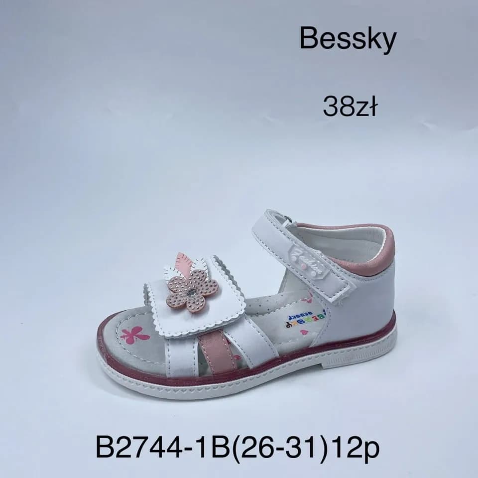 Sandały dziecięce Bessky B2744-1B biało-różowe rozmiary 26-31