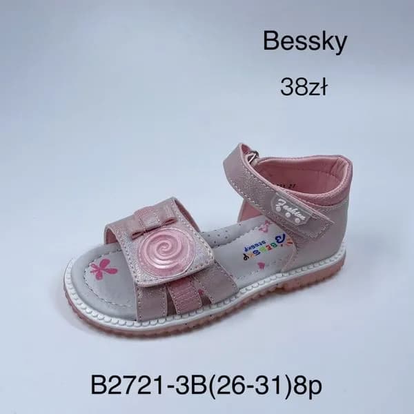 Sandały dziecięce Bessky różowe rzepy rozmiary 26-31