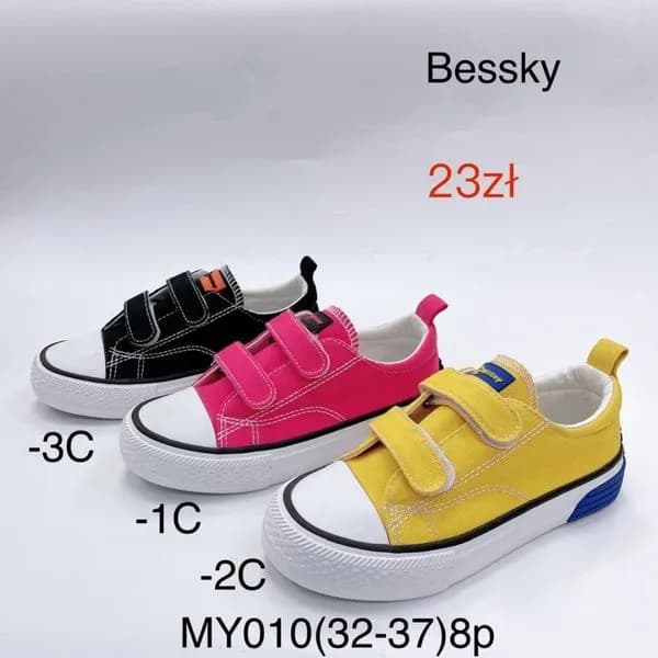 Trampki dziecięce Bessky na rzepy, rozmiary 32-37, mix kolorów