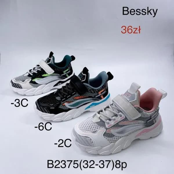 Trampki dziecięce Bessky sportowe r. 32-37 siateczka na rzep