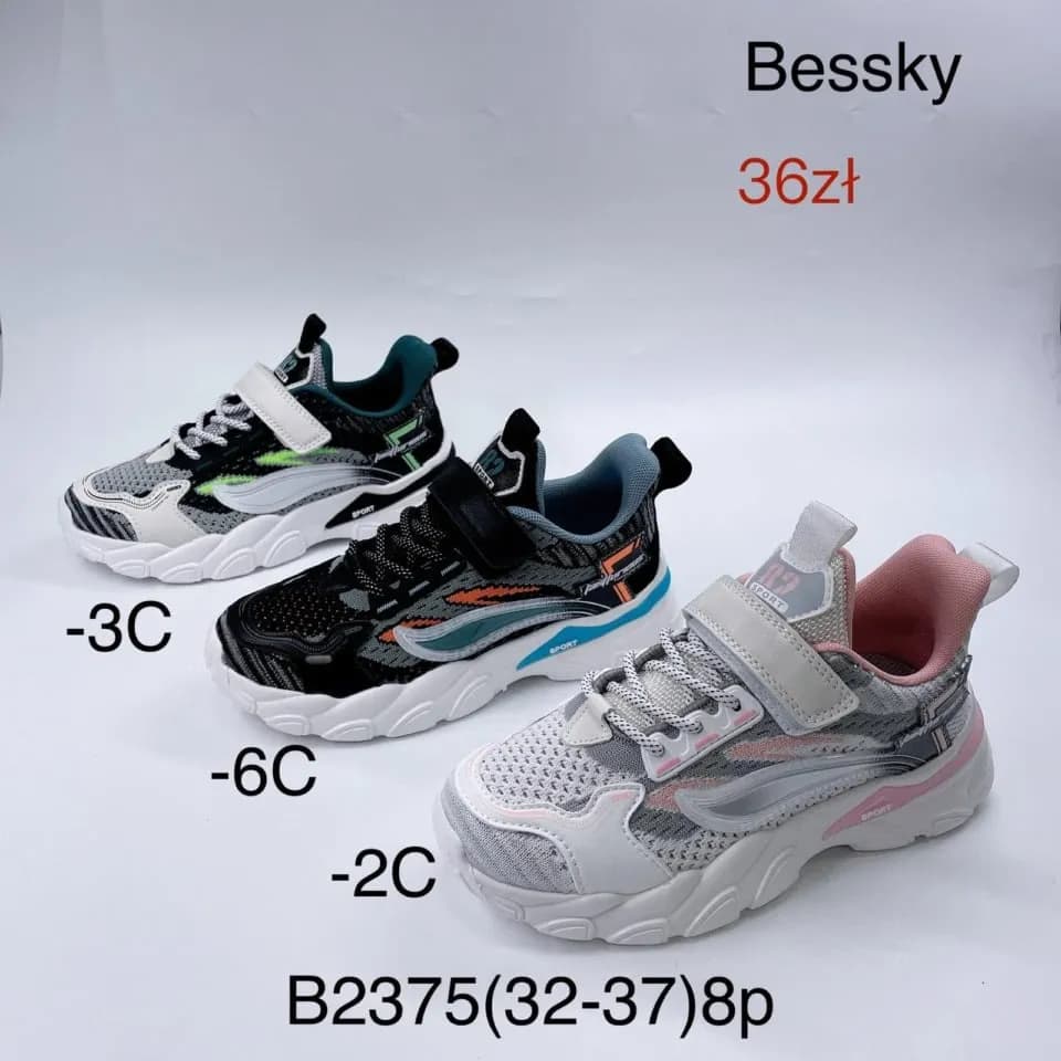 Trampki dziecięce Bessky sportowe r. 32-37 siateczka na rzep