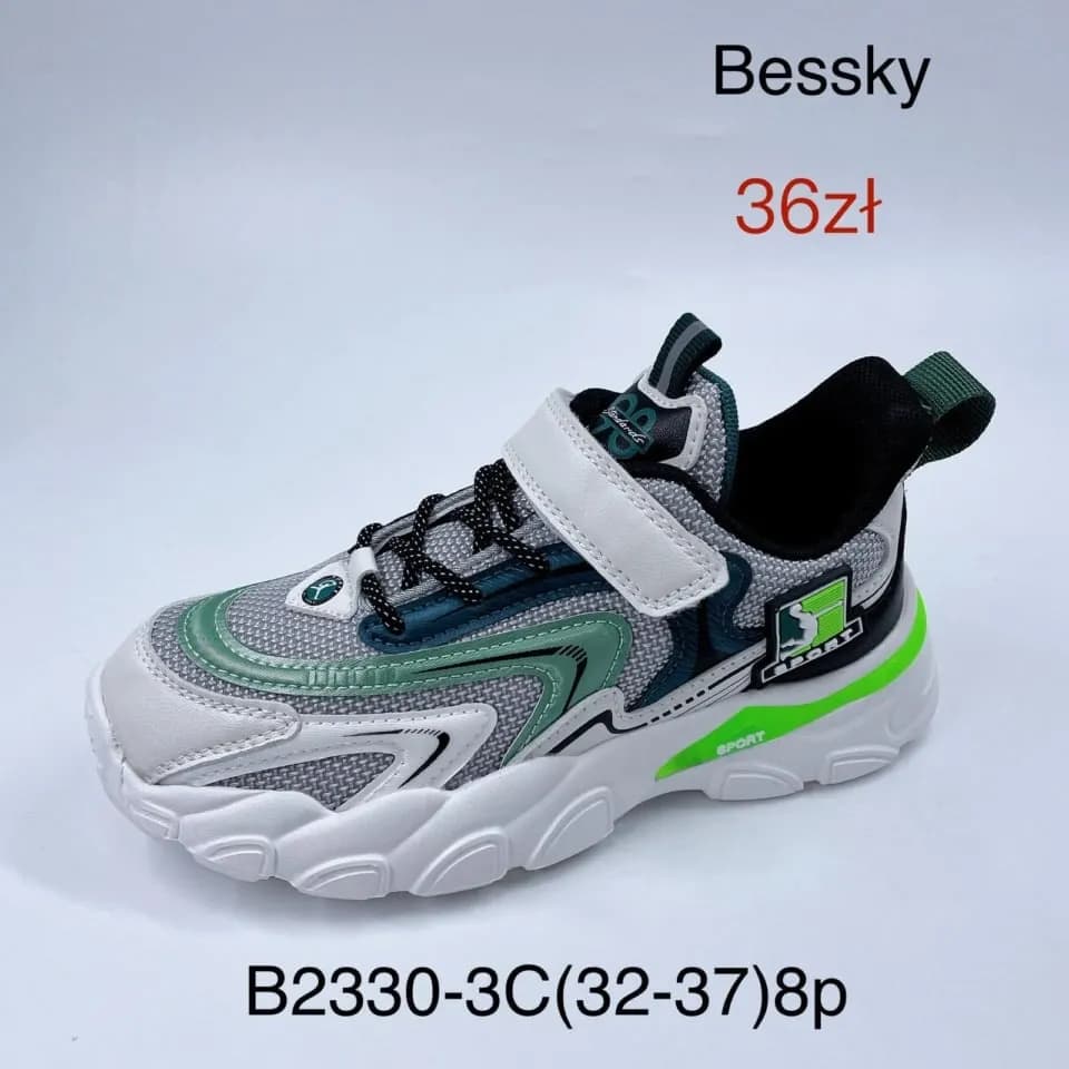 Trampki dziecięce sportowe Bessky B2330-3C, rozmiary 32-37, szare
