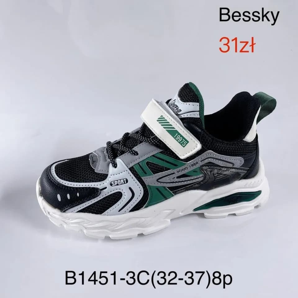 TRAMPKI DZIECIĘCE Bessky B1451-3C, Rozmiary 32-37, Czarno-Zielone