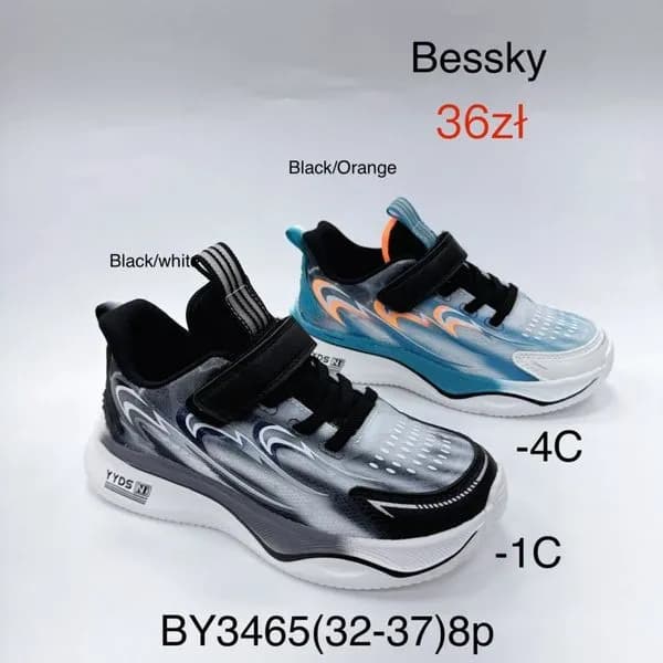 Trampki dziecięce Bessky sportowe r. 32-37 rzepy mix kolorów