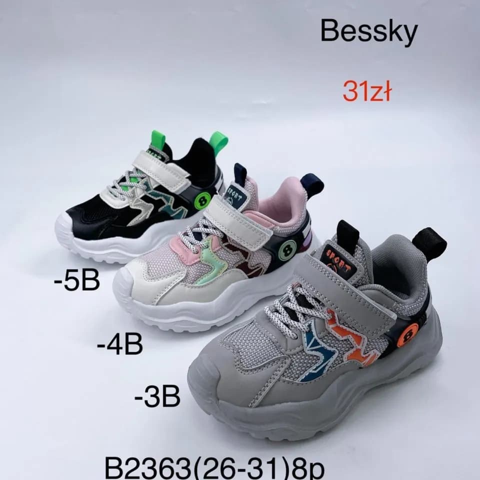 Trampki dziecięce Bessky sportowe na rzepy, rozmiary 26-31