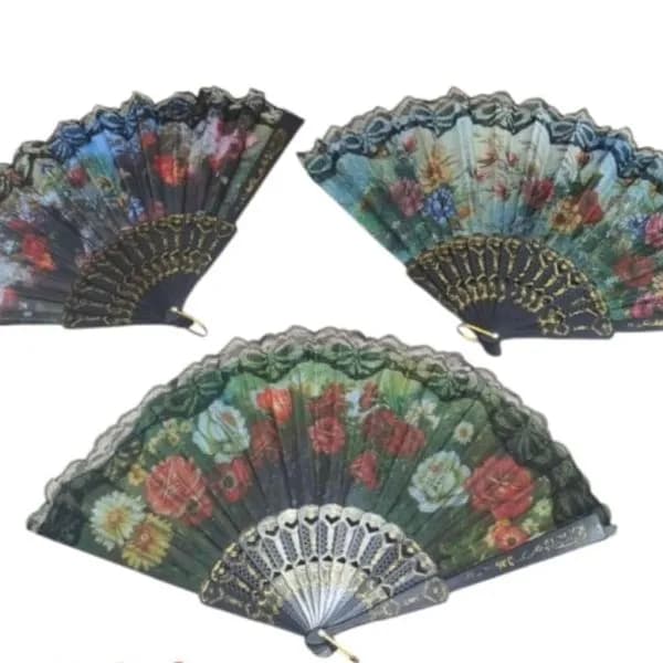 Wachlarz Chiński Drewniany Kwiatowy Mix Wzorów 12szt