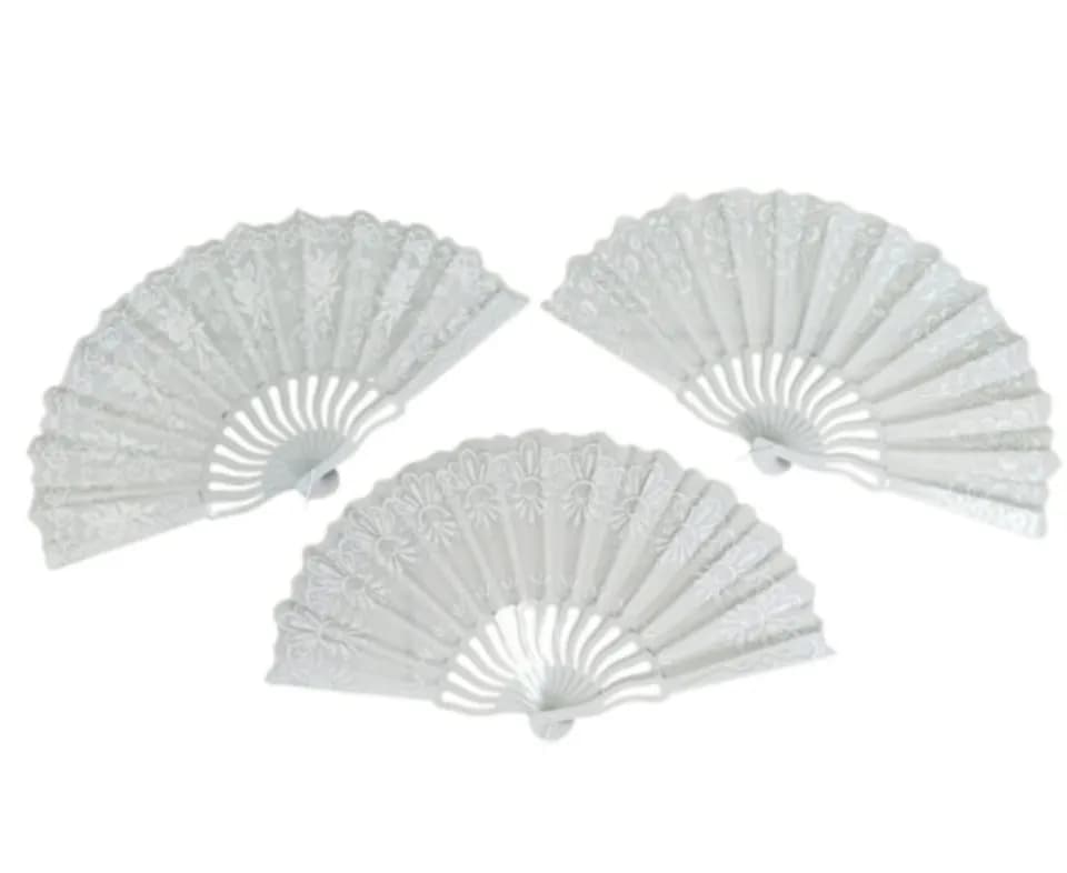 Wachlarz Chiński Drewniany Biały Ażurowy - 12 szt.
