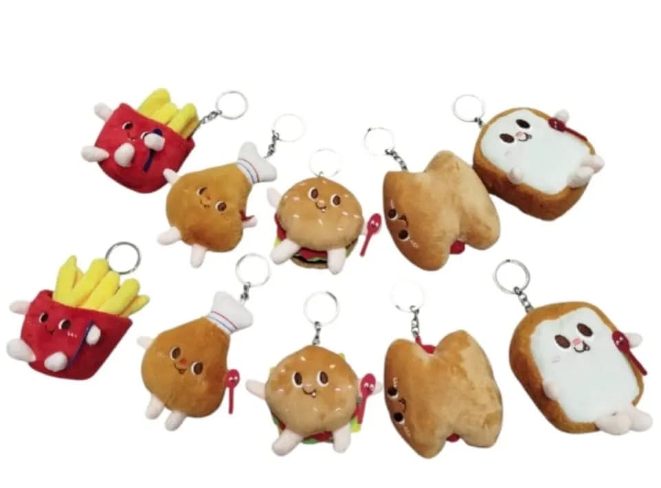 Brelok do Kluczy Pluszowy Fast Food Jedzenie Mix Wzorów 20szt