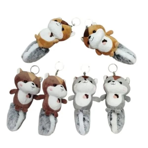Brelok do Kluczy Pluszowa Wiewiórka z Puszystym Ogonem 12 szt.