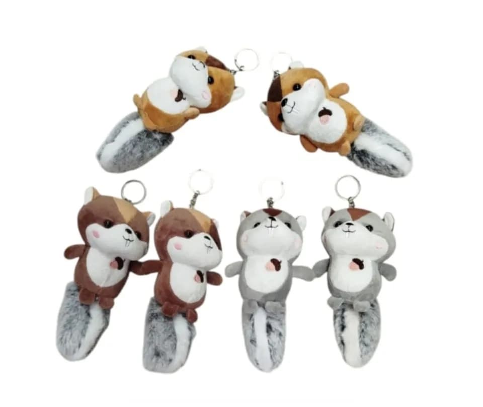 Brelok do Kluczy Pluszowa Wiewiórka z Puszystym Ogonem 12 szt.