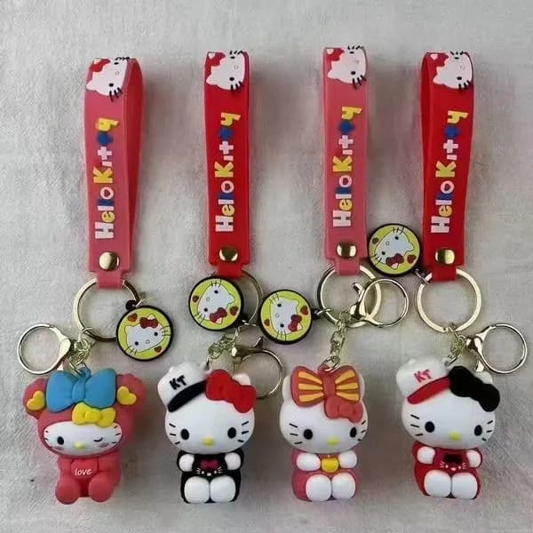 Brelok do Kluczy Hello Kitty 3D z Paskiem Silikonowym - Mix Wzorów