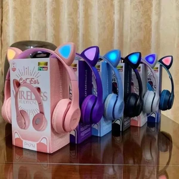 Słuchawki Cat Ear Bezprzewodowe P47M z Podświetleniem RGB Mix 6szt