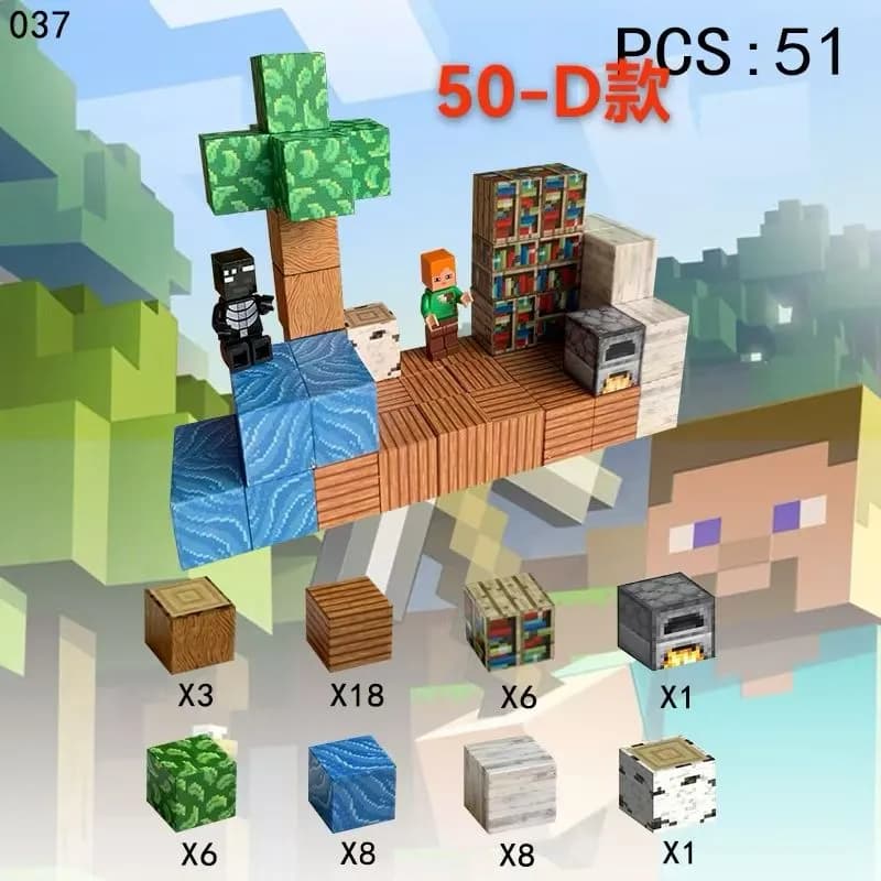 Klocki Magnetyczne Magnetic Building Block 51 el. Pixel Świat