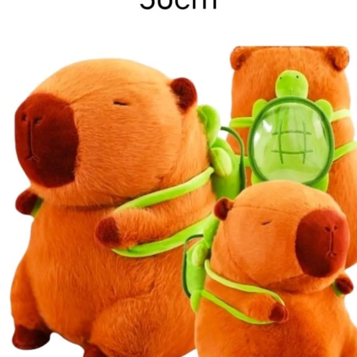 Maskotka Kapibara z plecakiem żółwiem 50cm