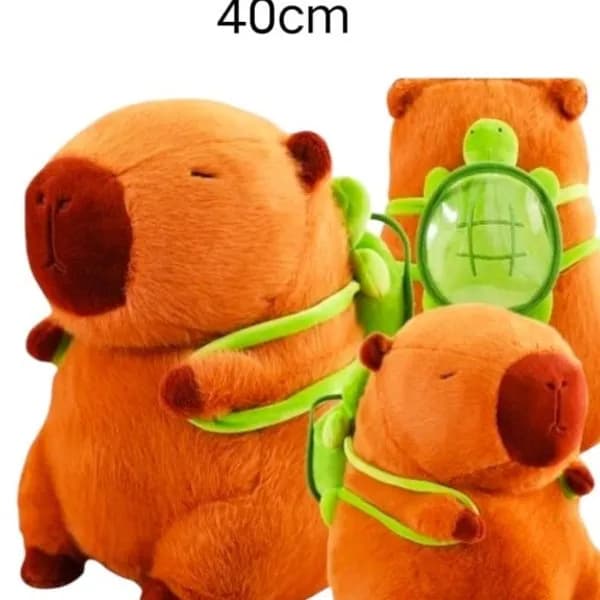Maskotka Kapibara z plecakiem żółwiem 40cm