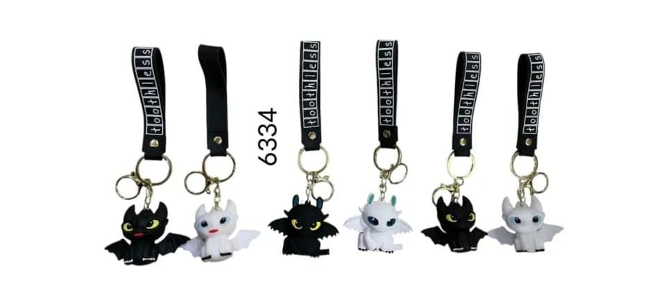 Brelok do kluczy Smok Toothless z zawieszką, mix wzorów 24 szt.