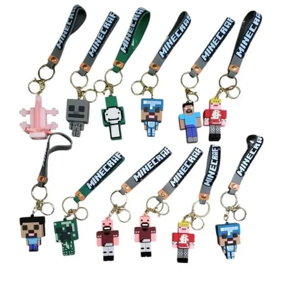 Brelok do Kluczy Minecraft Gumowy 3D z Paskiem - Mix Wzorów
