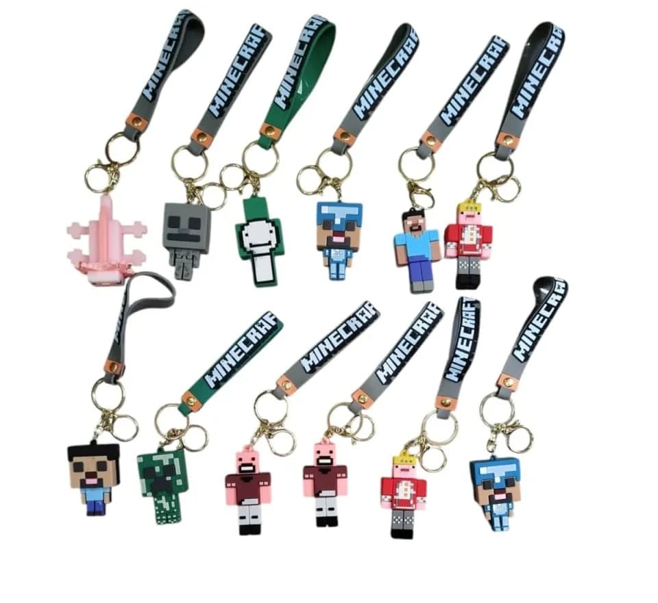 Brelok do Kluczy Minecraft Gumowy 3D z Paskiem - Mix Wzorów
