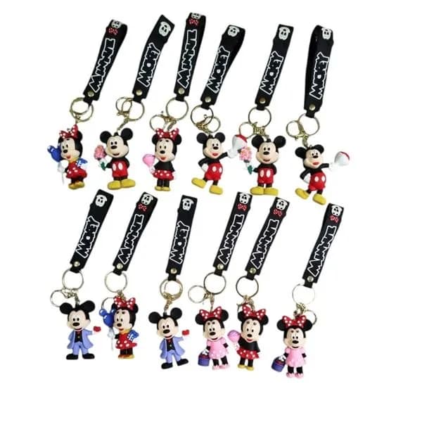 Brelok do Kluczy Mickey i Minnie z Paskiem, Mix Wzorów, 12 szt