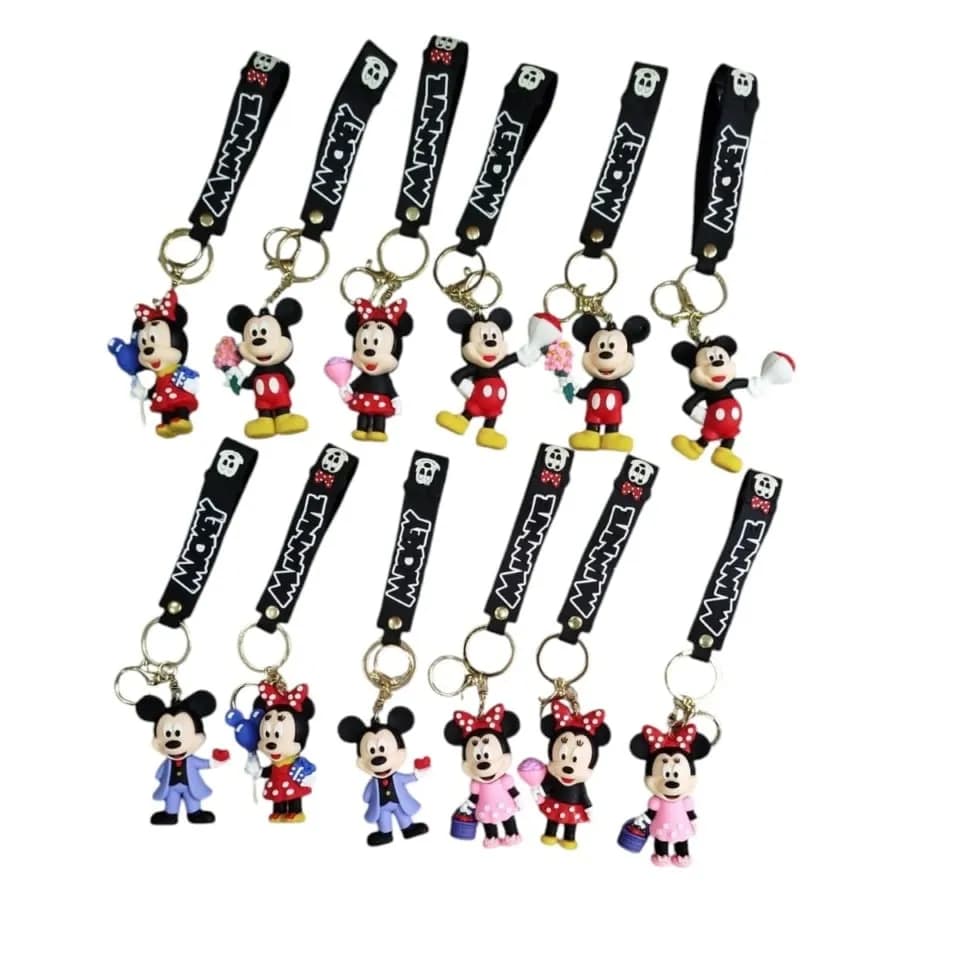 Brelok do Kluczy Mickey i Minnie z Paskiem, Mix Wzorów, 12 szt