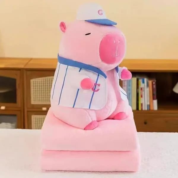 Maskotka Różowa Kapibara z Kocykiem 120x150cm Baseballista