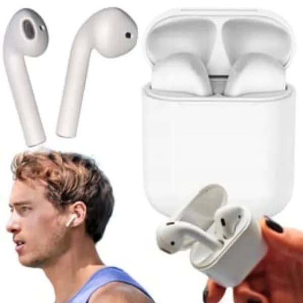 Słuchawki bezprzewodowe TWS i12 białe z etui ładującym