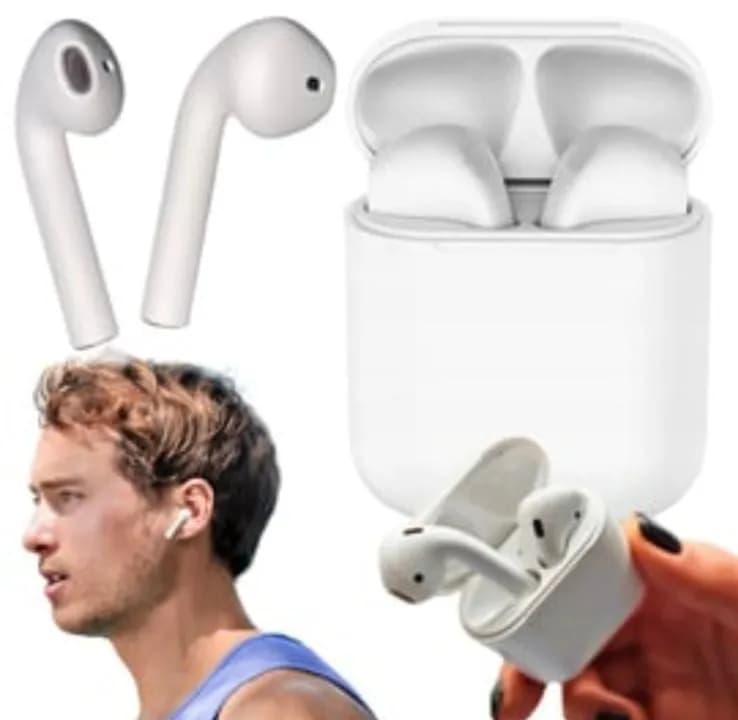 Słuchawki bezprzewodowe TWS i12 białe z etui ładującym