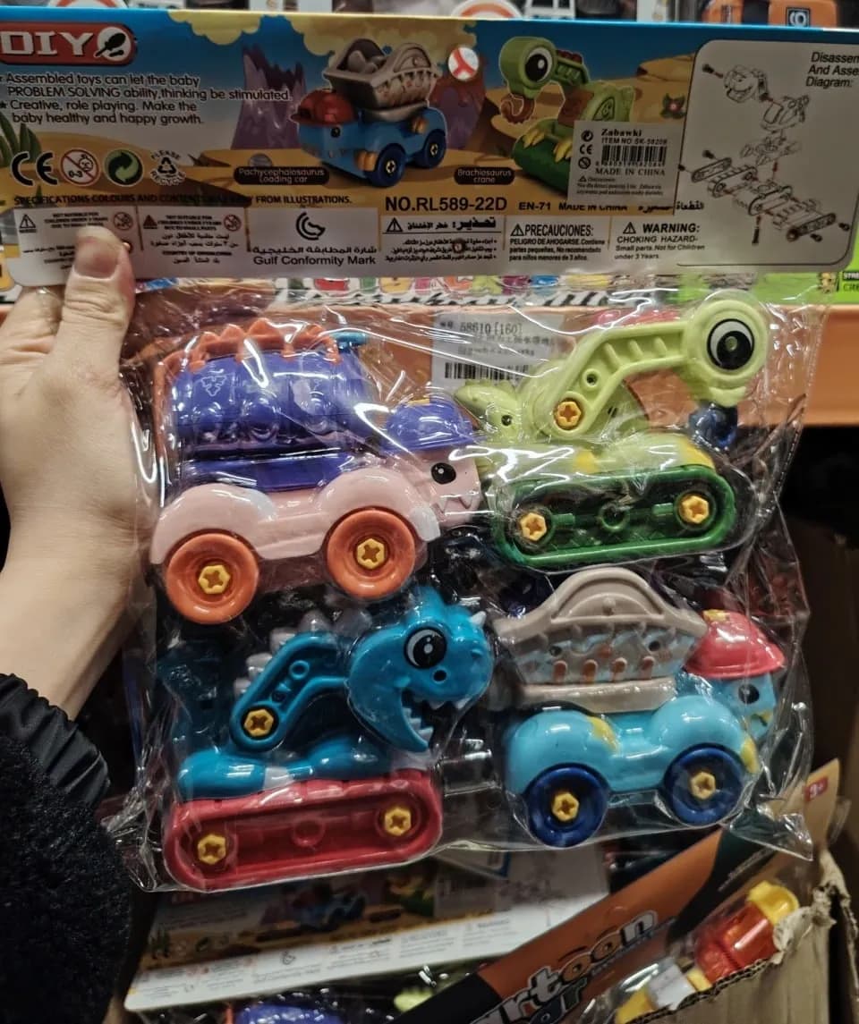 Zabawka Samochód Dinosaur DIY Skręcane Autka Zestaw 4 szt.