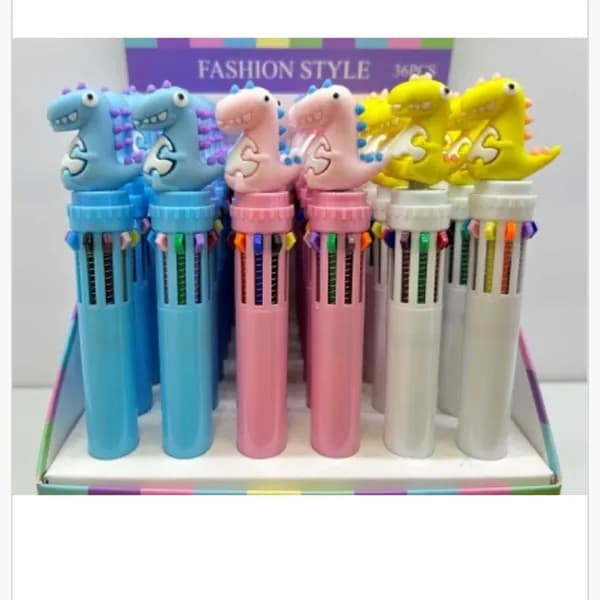 Długopis Fashion Style wielokolorowy z dinozaurem, 36 szt.