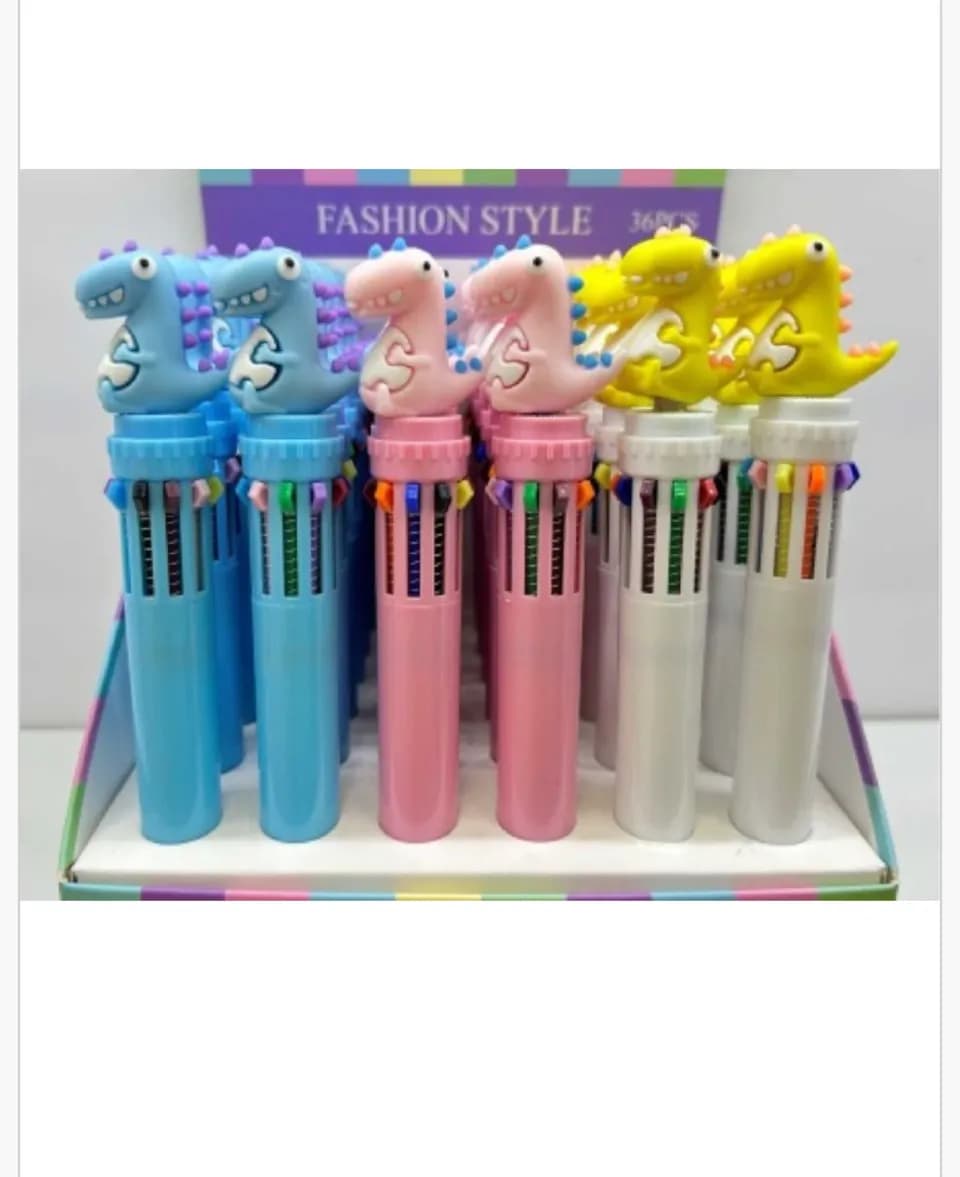 Długopis Fashion Style wielokolorowy z dinozaurem, 36 szt.