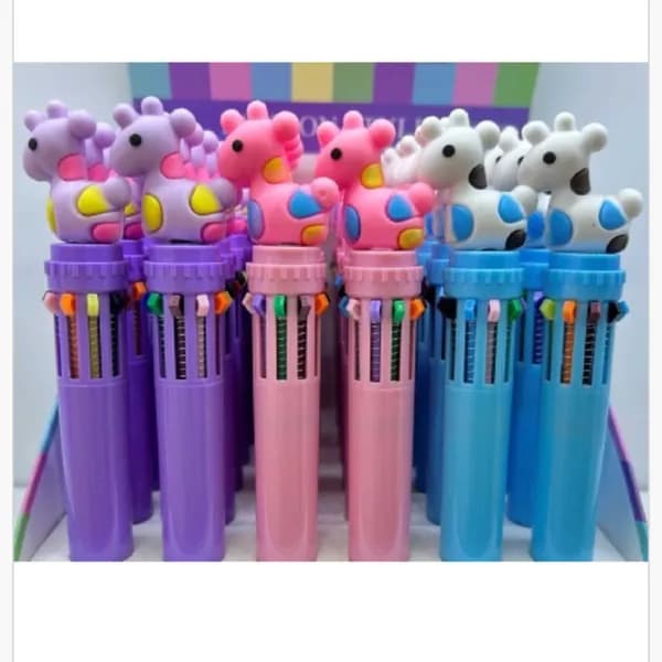 Długopis Fashion Style wielokolorowy z figurką żyrafy, 36 szt.