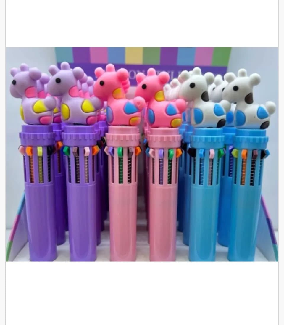 Długopis Fashion Style wielokolorowy z figurką żyrafy, 36 szt.