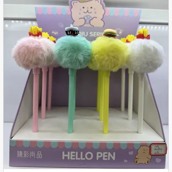Długopis Hello Pen z puszystym pomponem Fast Food, 12 szt.
