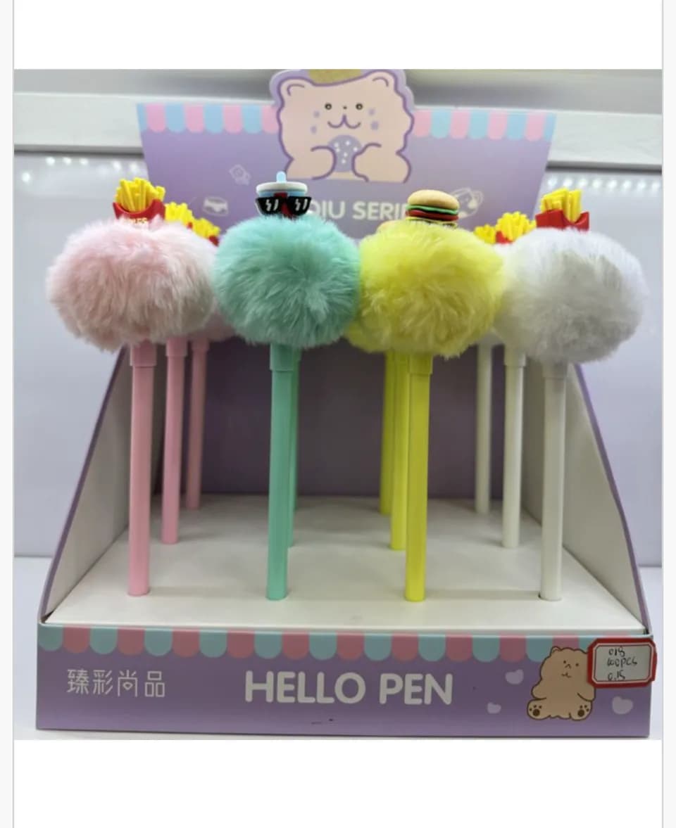 Długopis Hello Pen z puszystym pomponem Fast Food, 12 szt.