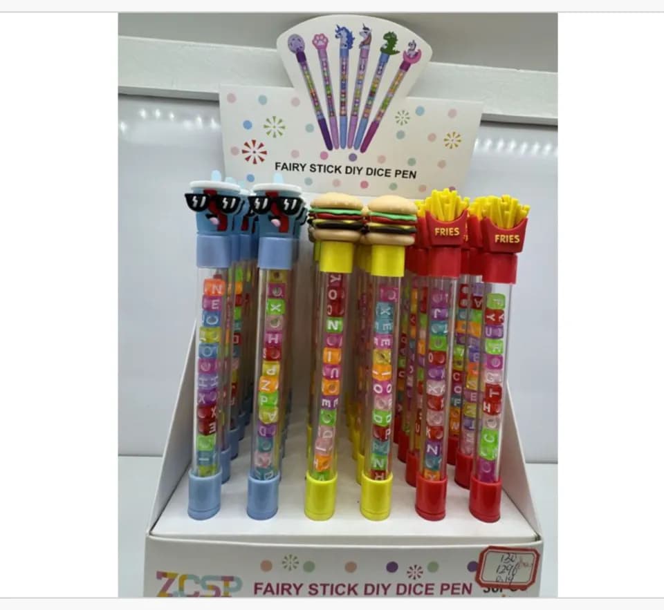 Długopis Fairy Stick DIY Dice Pen - Motyw Fast Food, 36 szt.