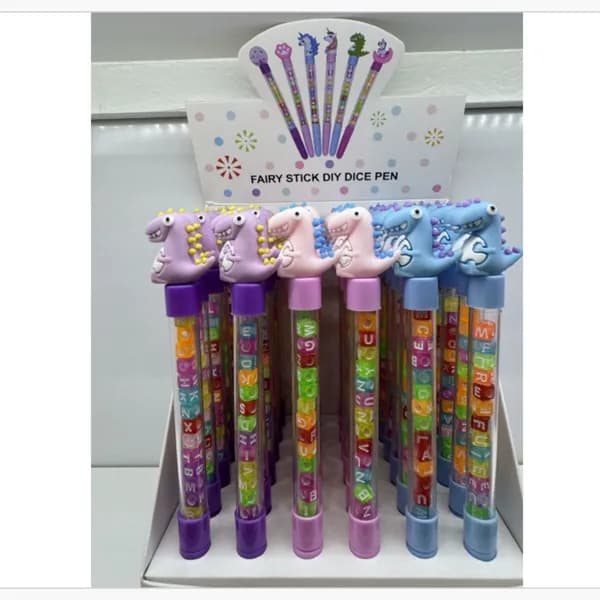 Długopis Fairy Stick DIY Dice Pen z figurką dinozaura, 36 szt.