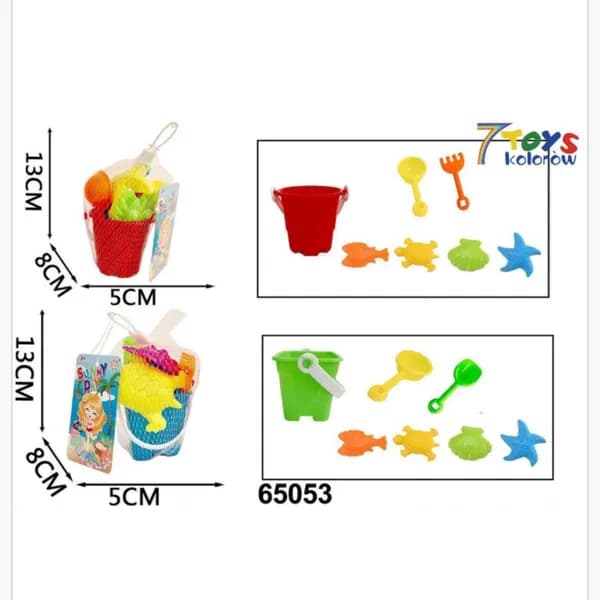 Zabawka Plażowa Zestaw z Wiaderkiem 13cm, 6 szt. Mix