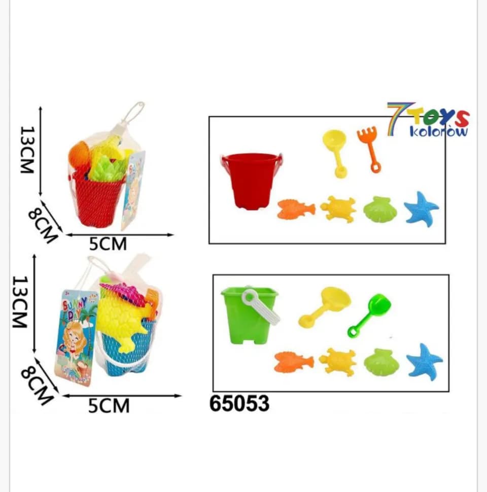 Zabawka Plażowa Zestaw z Wiaderkiem 13cm, 6 szt. Mix
