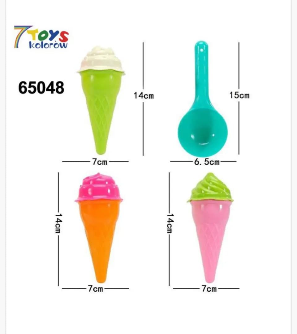 Zabawka Plażowa Foremki Lody 14cm z Łyżką 15cm 12szt Mix