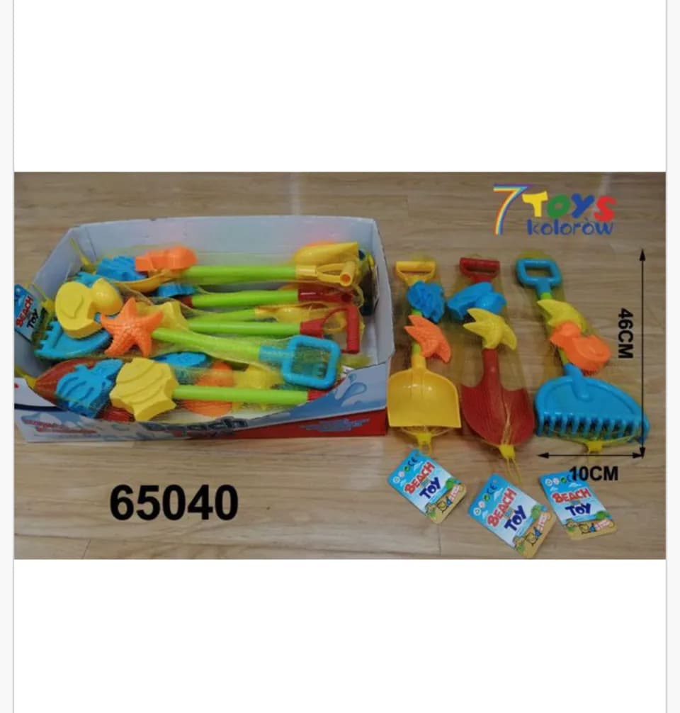 Zabawka Plażowa Zestaw Łopatka Grabki Foremki 46cm Mix