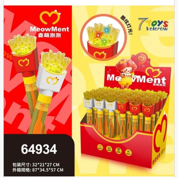 Miecz na Bańki Mydlane Frytki z LED, 24 szt., 37,2x21 cm