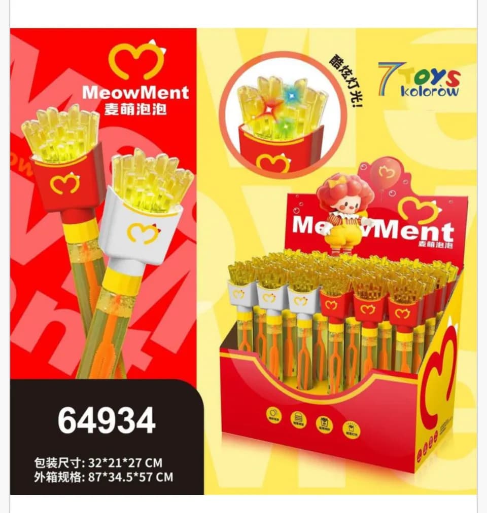 Miecz na Bańki Mydlane Frytki z LED, 24 szt., 37,2x21 cm