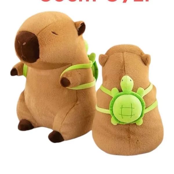 Maskotka Pluszowa Kapibara z Plecakiem Żółwiem 30cm