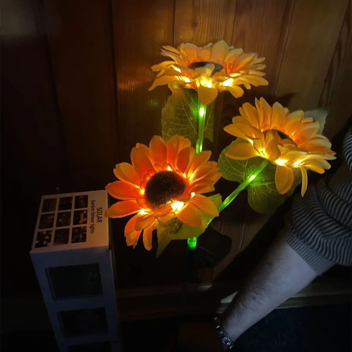 Ogrody Lampka Dekoracja Solarna Słonecznik 3-Głowice KI-1412