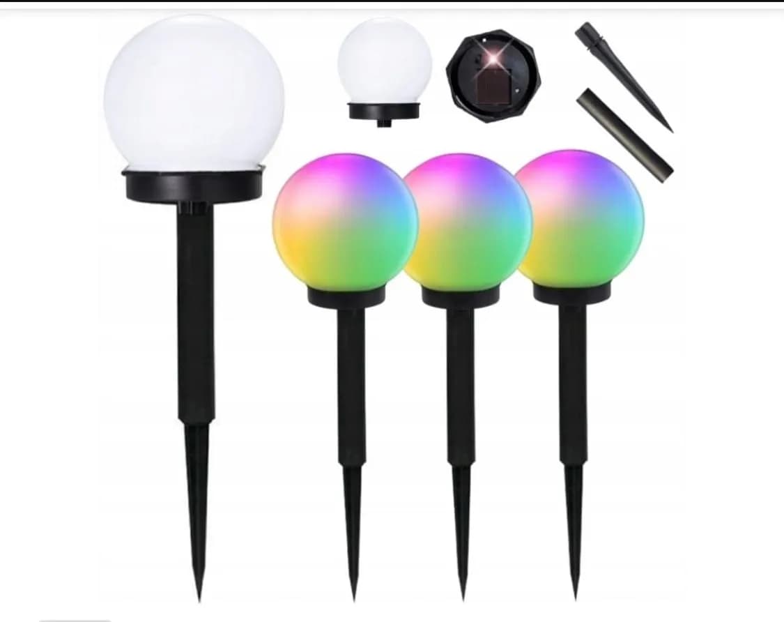 Ogrody Lampka Dekoracja Solarna Kula RGB 12szt