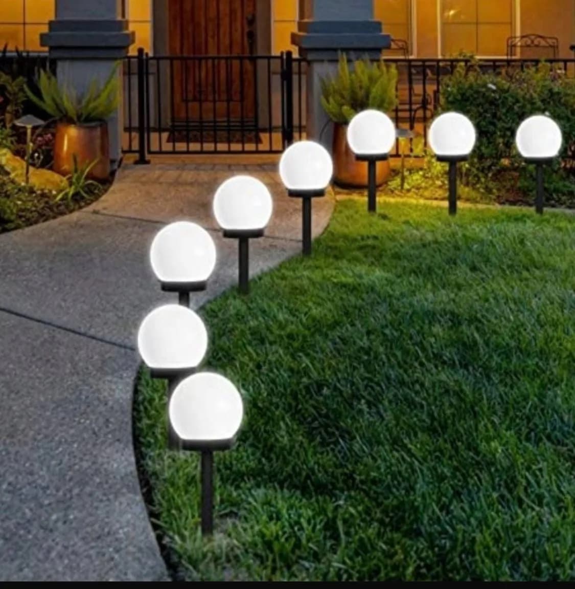 Ogrody Lampka Dekoracja Kula LED Biała do Trawnika 12szt PK17063